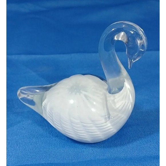 Pair FM Konstglas Marcolin Ronneby Cased Glass Swan White Feathers Paperweight - Picture 12 of 14